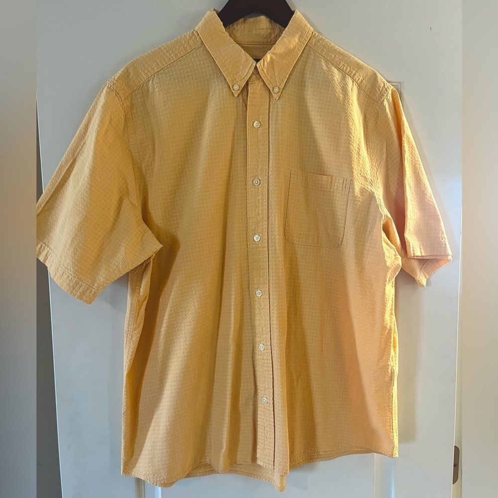 Eddie Bauer Light Yellow Short Sleeve Cotton Dress Shirt Men’s XL - Picture 1 of 14